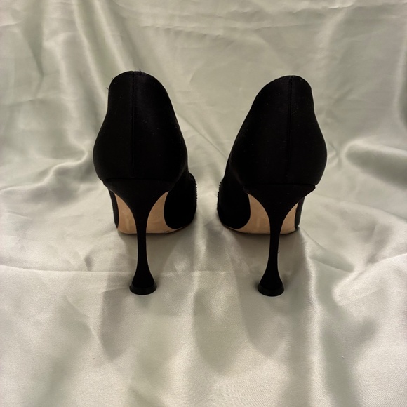 Manolo Blahnik Black Satin & Lace 100mm Pumps Size 36 Made In Italy Worn Twice❗️ - Picture 7 of 12